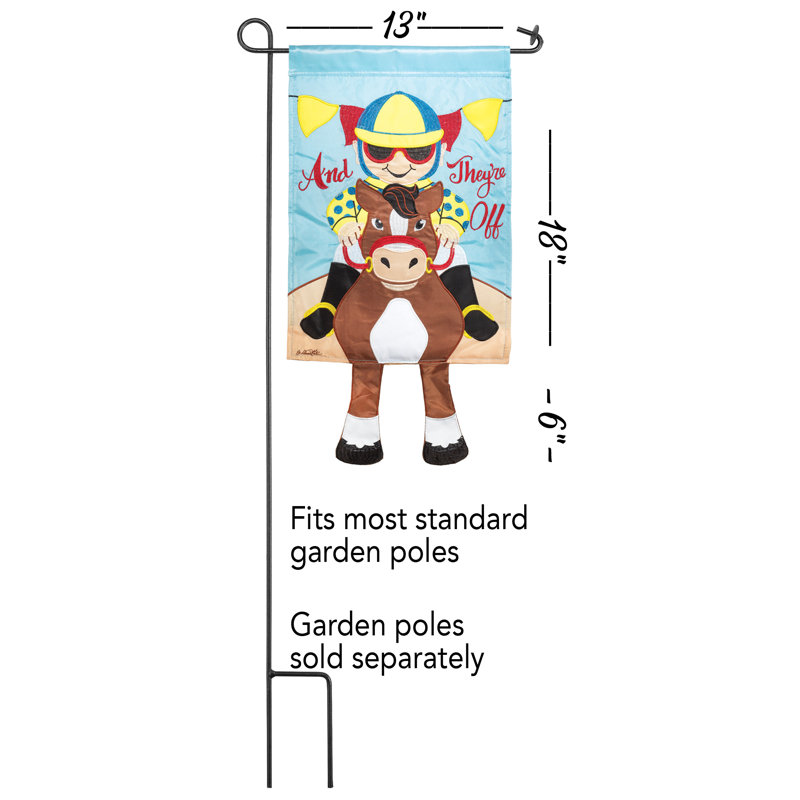Drapeau de jardin en polyester 24 x 13 po Horse & Jockey