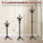Solid Rubber Wood Coat Rack with 3 Adjustable Heights and 11 Hooks for Hallway-2056307862