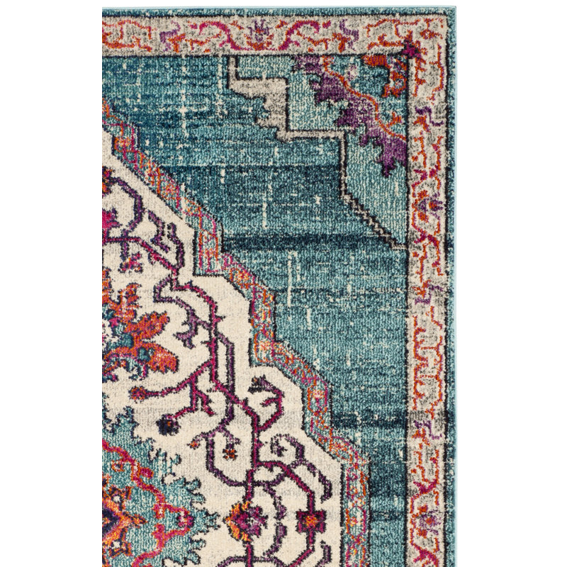 Hertzler Oriental Blue/Multi Area Rug, Rectangle 8' x 10'