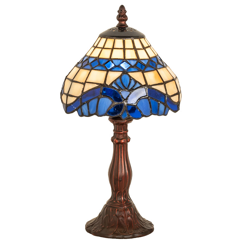Baroque Blue Stained Glass 1-Light Novelty Table Lamp