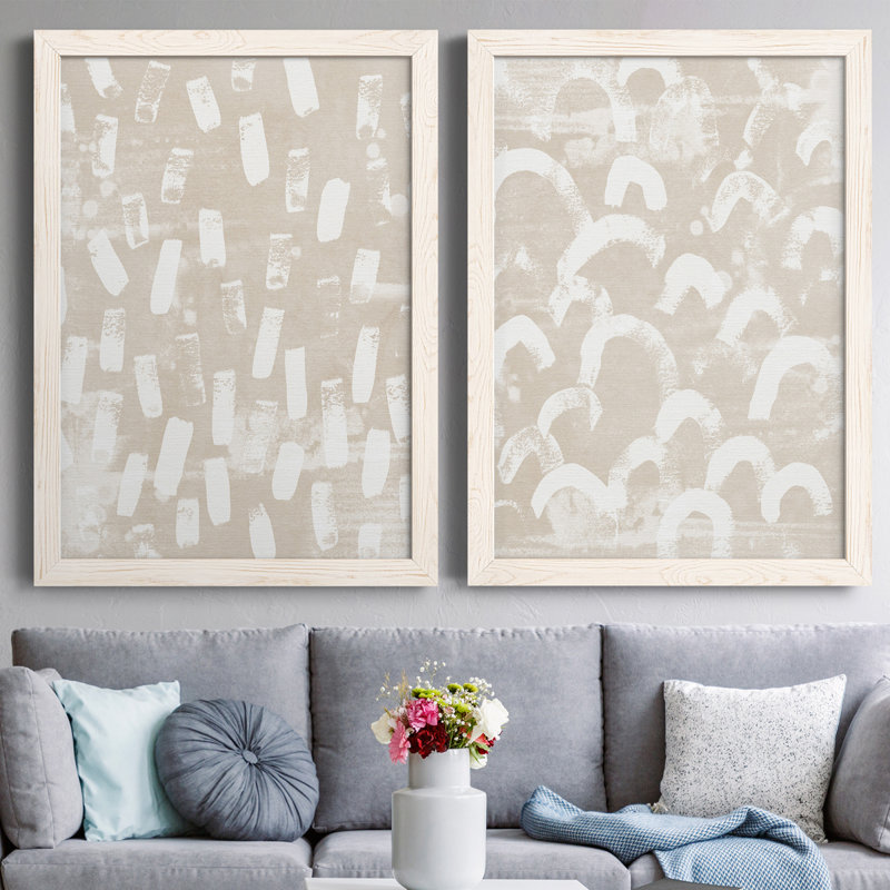 Earth Earth I - ensemble de 2 peintures sur toile encadrées, H 24 po x l 36 po x P 1,5 po, Cadre blanc