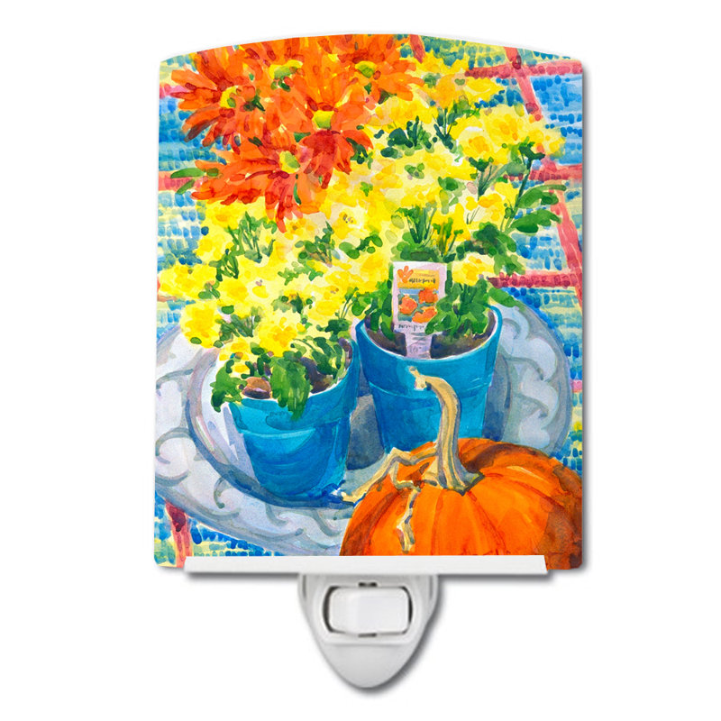 Éclairage de nuit en céramique fleur-mums the