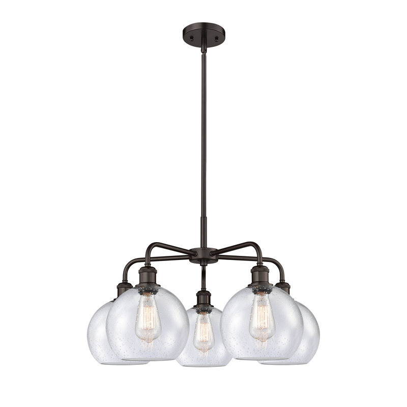 Lustre sphérique à 5 lumières en acier à intensité variable Ellington, Bronze huilé, H 16 po x l 26 po x P 26 po