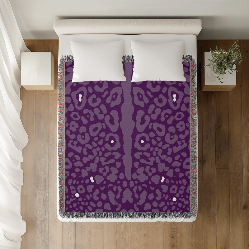 Jeté en coton Cheetah, Violet, 60 po x 80 po