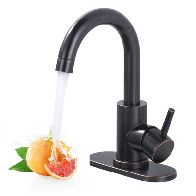 Robinet de cuisine de bar en acier inoxydable à poignée simple avec bec pivotant et plaque de pont