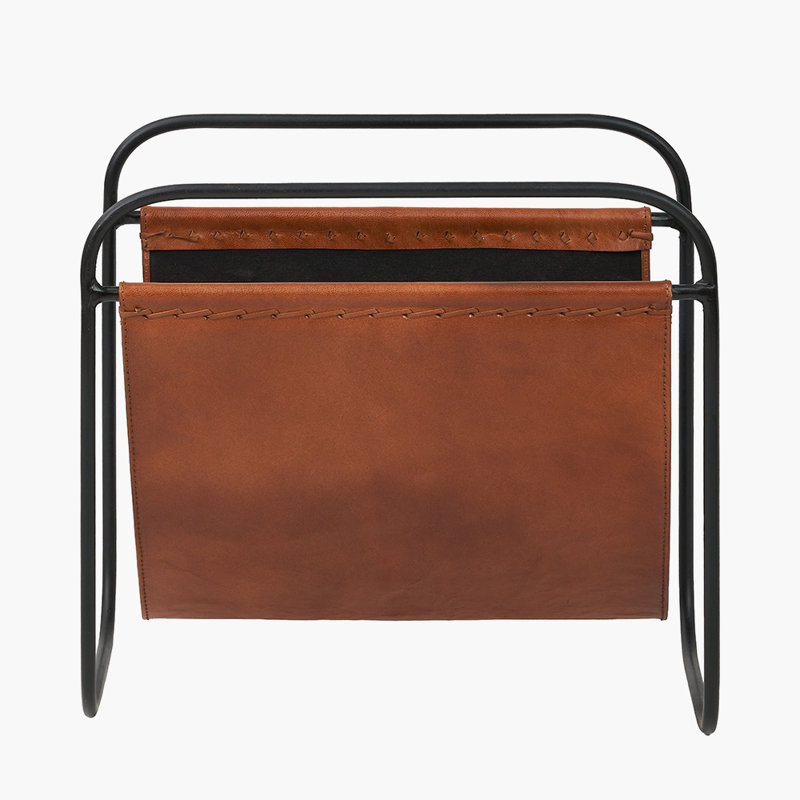Free Standing Magazine Rack, Vintage Brown