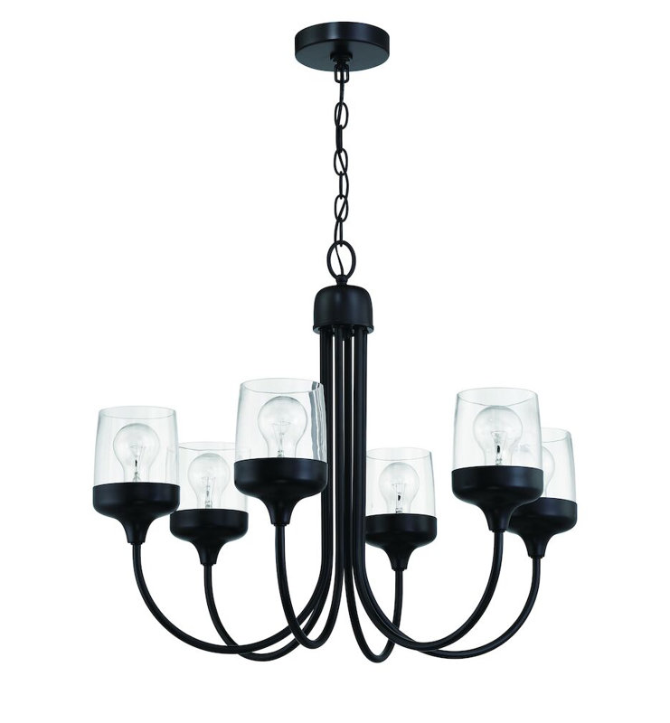 Lustre classique / traditionnel à 6 lumières en acier à intensité variable Schaitman, Noir mat