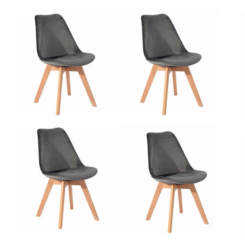 Emily 45cm H Velvet Upholstered Side Chair, Grey