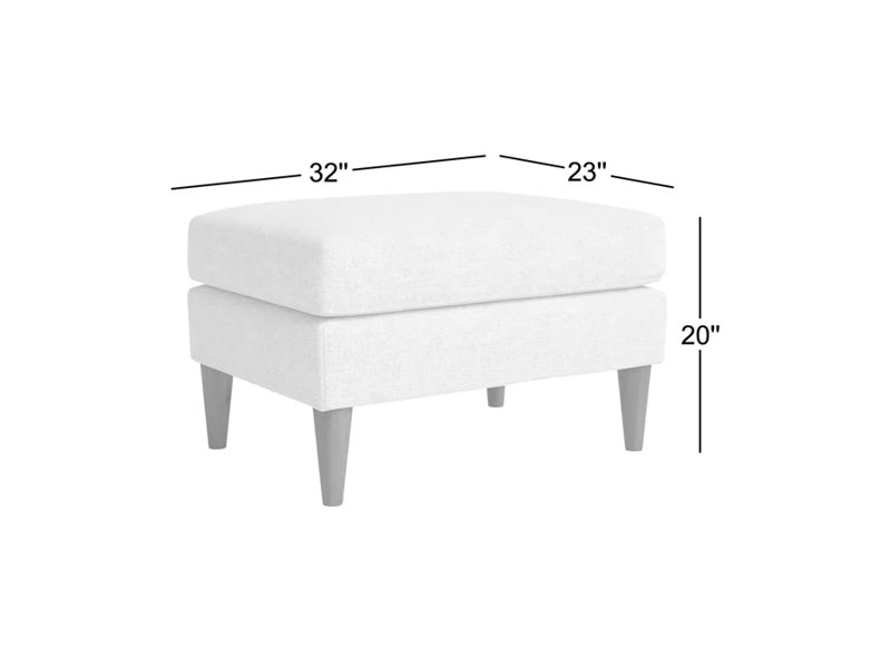 Pouf rectangulaire standard Clifford de 81 cm de large, sur mesure, Loppolo blanc cassé