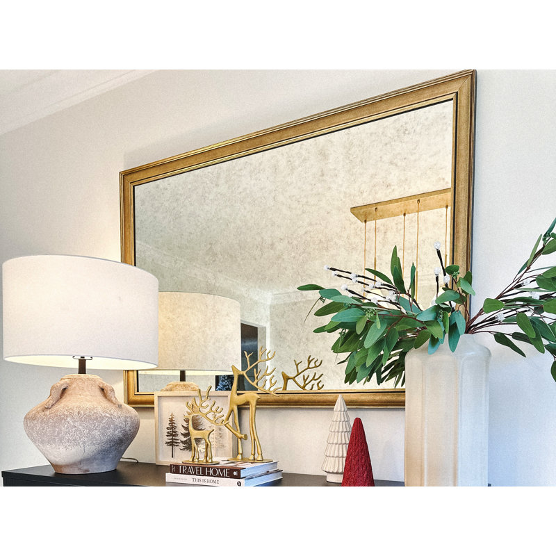 Oxfordshire Wood Framed Wall Mirror with Safety Backing Ideal for Bathroom / Vanity Mirror, Gold, 36" x 42"