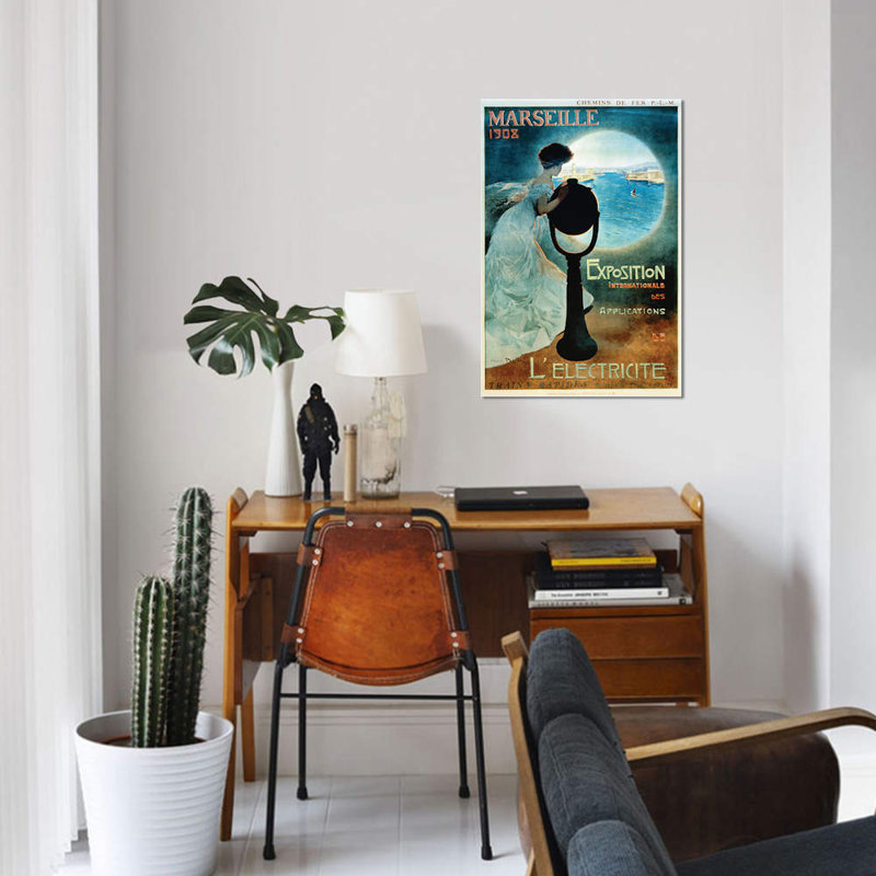 « marseille 1908 », impression sur toile, H 26 po x l 18 po x P 1,5 po, Toile tendue, Pas de tapis