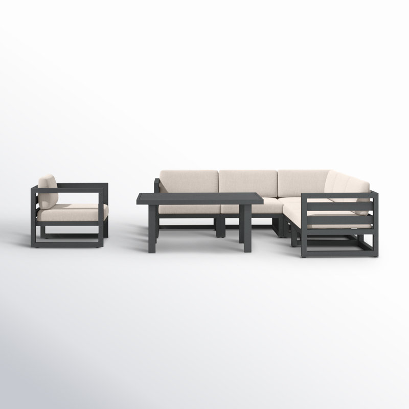 Ensemble de sièges sectionnels Smith 7 pièces avec coussins Sunbrella®, Argent coulé Sunbrella®, Ardoise
