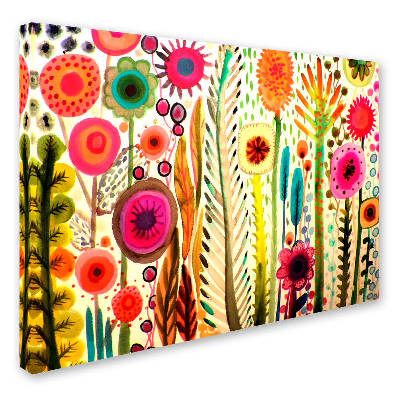 Bright Multicolor Floral Canvas Art in Large Rectangular Frame