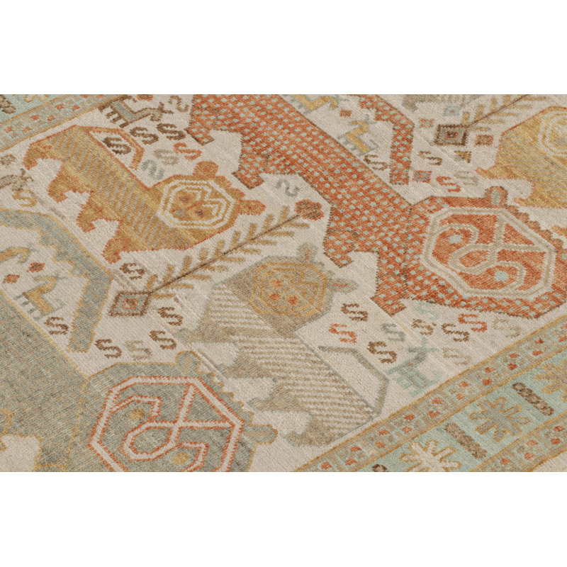Rug & Kilim’S Tribal Rug In Beige-Brown, Blue And Red Pictorials, Rectangle 8' x 10'