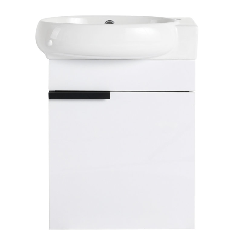 Meuble-lavabo à fermeture en douceur avec lavabo, 16 po, idéal pour les petites salles de bain et les salles d'eau, conception durable et élégante