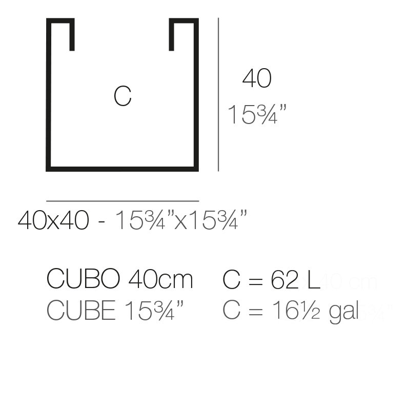Cube - Resin Pot Planter - Basic, Anthracite, 15.75" H x 15.75" W x 15.75" D