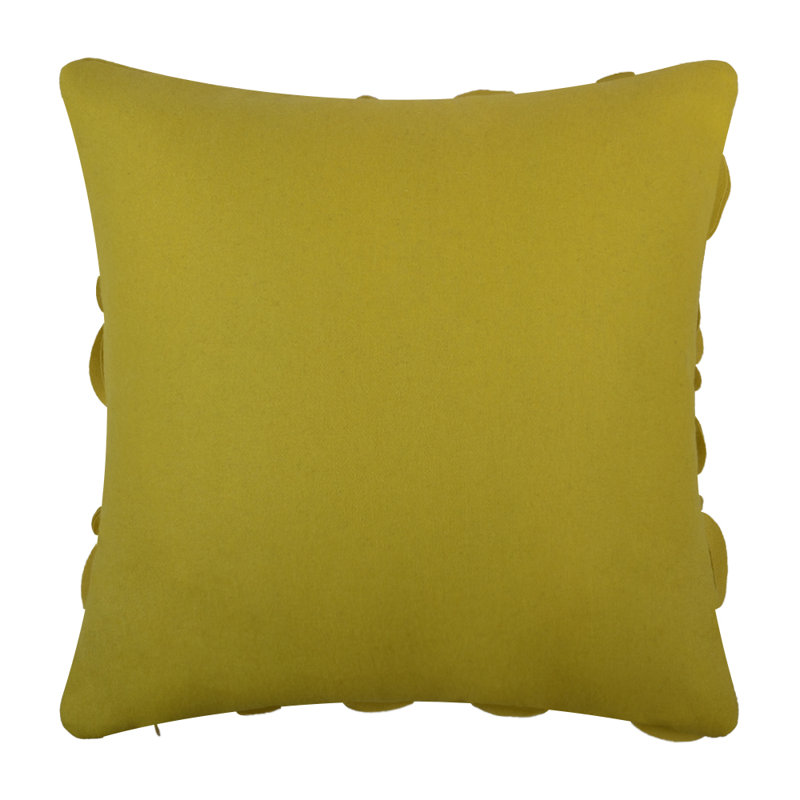 Embroidered Pillow Cover Decorative Floral Accent Pillow Case Home Decor Cushion Cover, Yellow - Wool, Square 18"