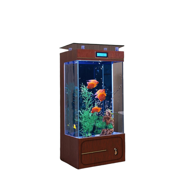 Aquarium de luxe 19,69 po, 52.83 Gallon (53.54"H x 19.69"W x 15.75"D), Transparent / Rouge