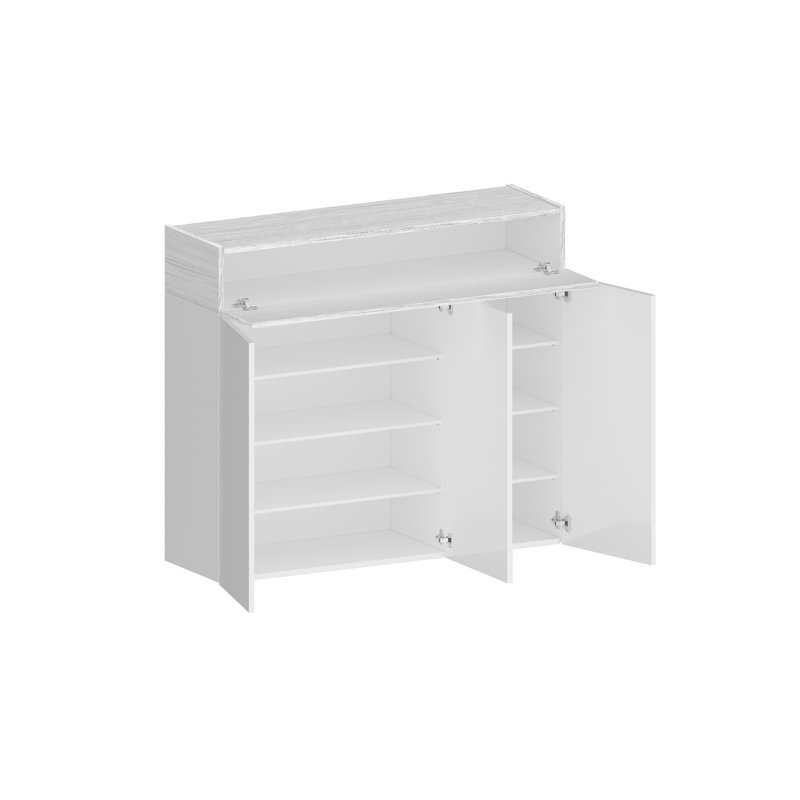 24 Pair Shoe Storage Cabinet, White/White Wood