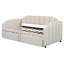 Lit de jour simple rembourré avec lit gigogne escamotable et chargement USB, lit d'invité beige peu encombrant-63665067