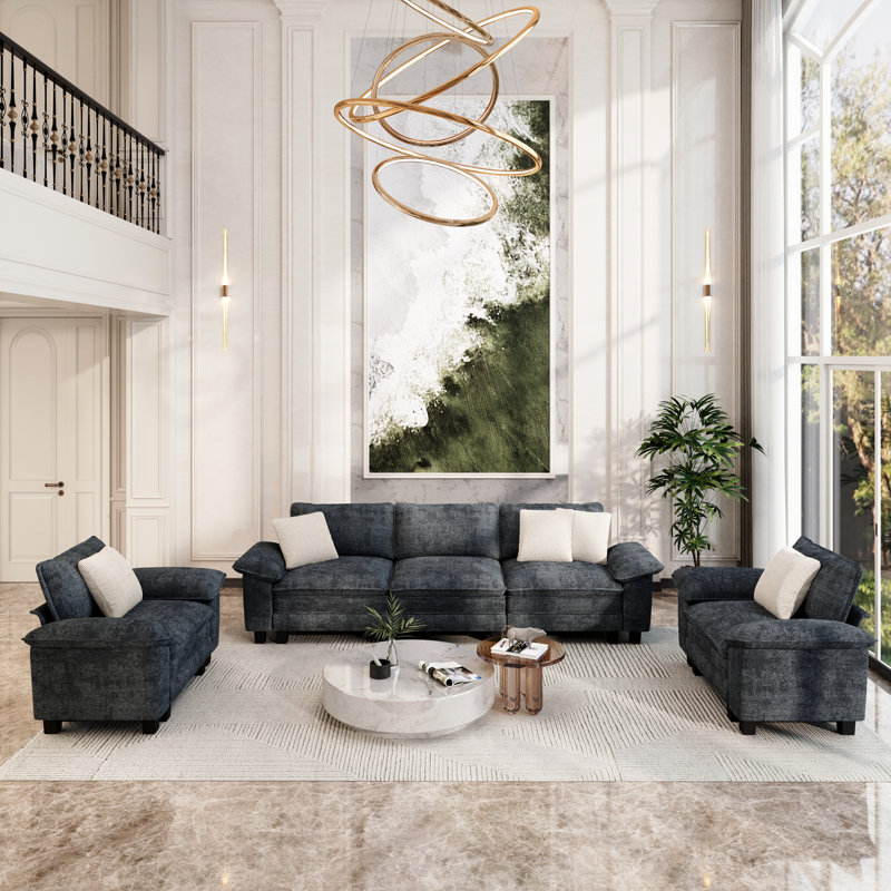 Ensemble de canapé modulaire rembourré 3 pièces, ensemble de canapé surdimensionné avec canapé et fauteuils