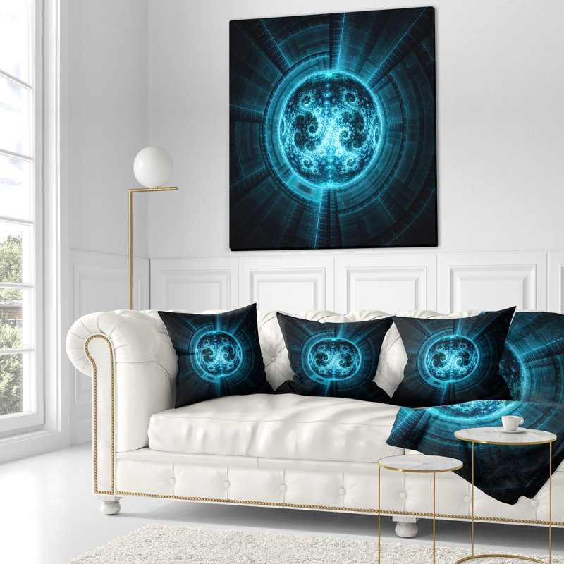Coussin floral lumineux Abstract, 16 po x 1 po, Coussin décoratif, Bleu / noir