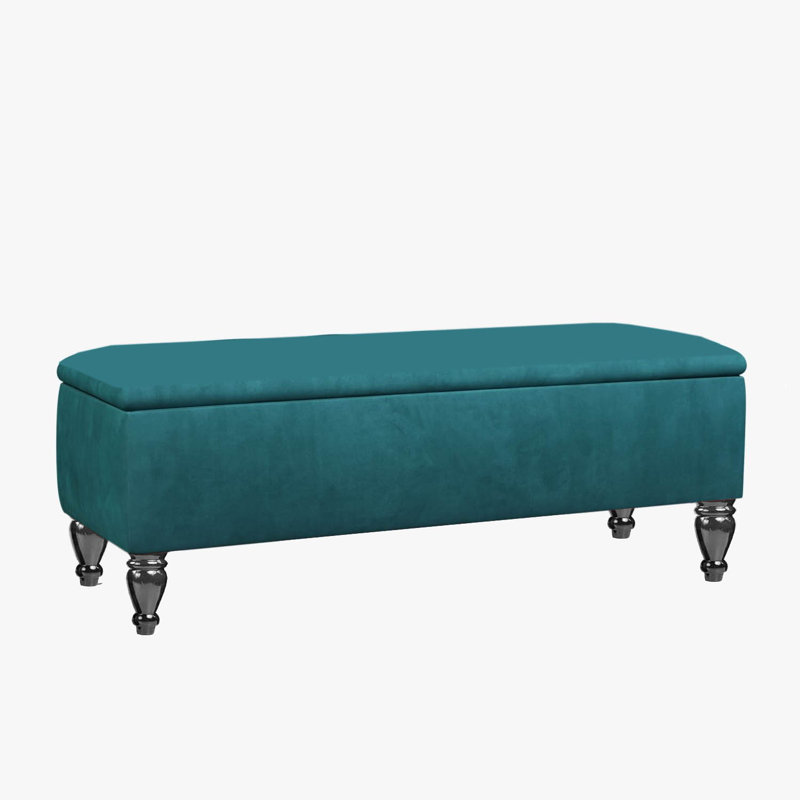 Lisbon Ottoman Bench with Storage, End of Bed Bench, Rectangle Coffee Table, Upholstered Footstools, Emerald Green