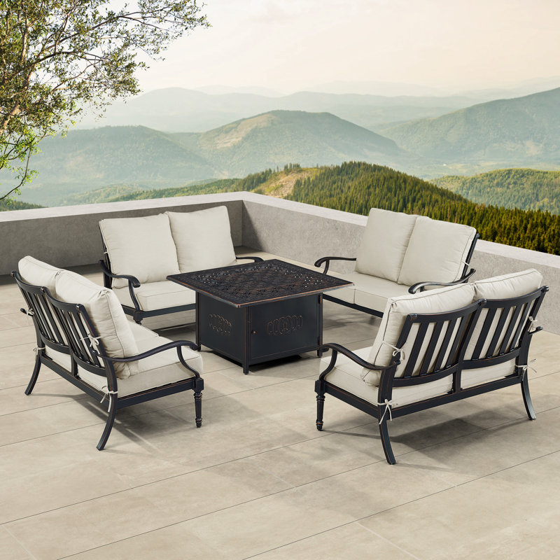 Markece Outdoor 5 - Piece Conversation Set, Light Gray