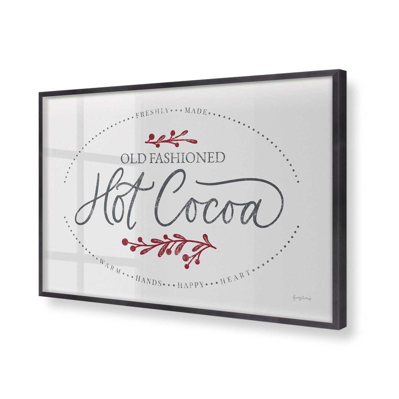 Impression de signe «Hot Cocoa», H 12,25 po x l 15,25 po x P 1,25 po, Cadre simple en zinc patiné