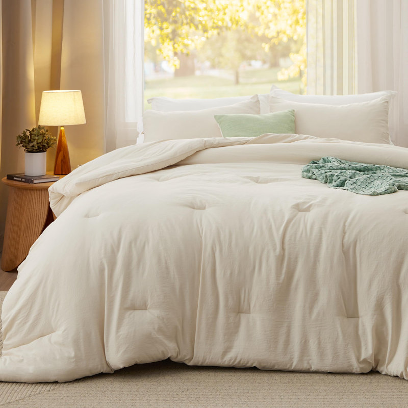 Bedsure Reversible Prewashed Comforter Set, Full Comforter + 2 Standard Pillowcases, Dark Green
