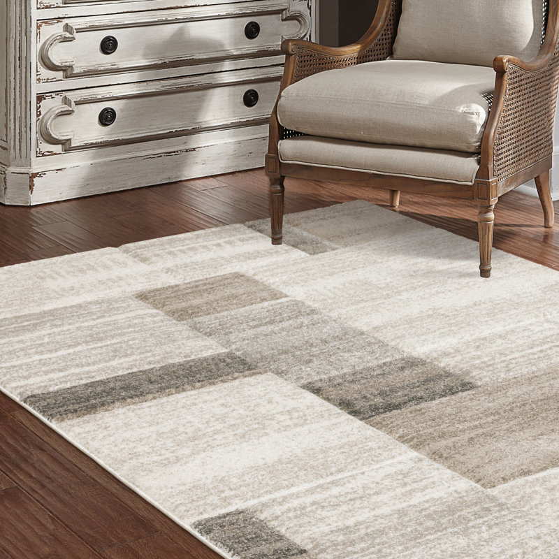 Tapis ivoire / gris Mison, Rectangle 1 pi 10 po x 3 pi 3 po