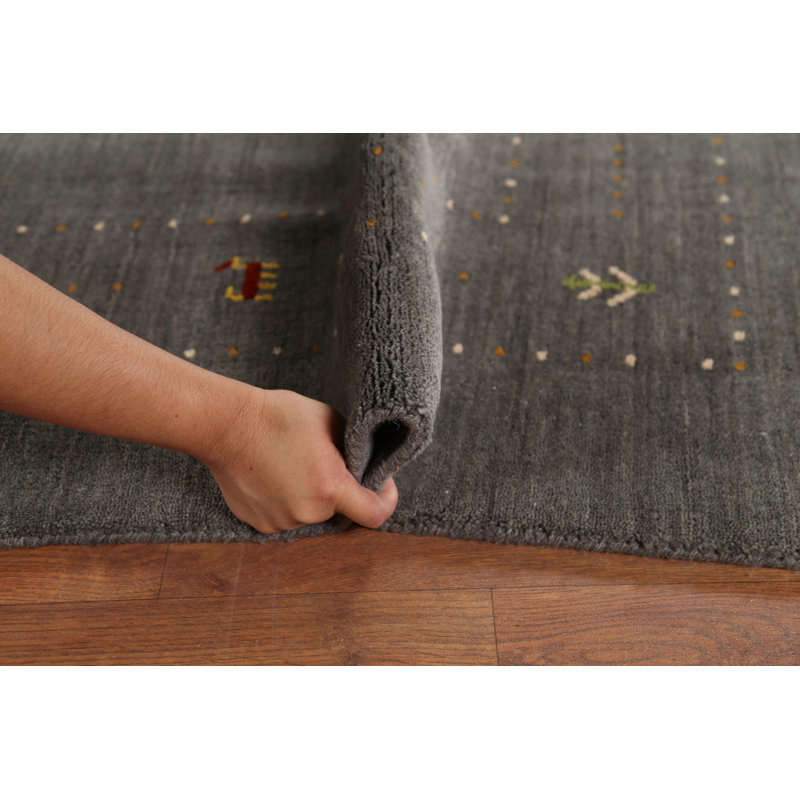 Tapis gris fait à la main Gabbeh