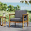 Fauteuil club en bois d'acacia avec conception à lattes et coussins