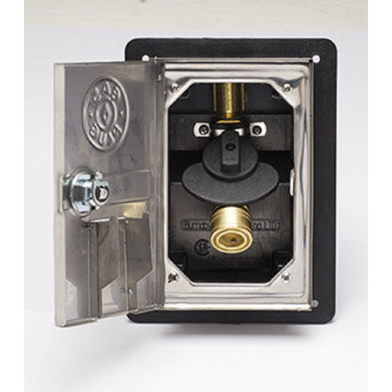 Burnaby Manufacturing Recessed Gas Plug, Stainless Steel Lockable Door, 3/8-Inch Quick Disconnect