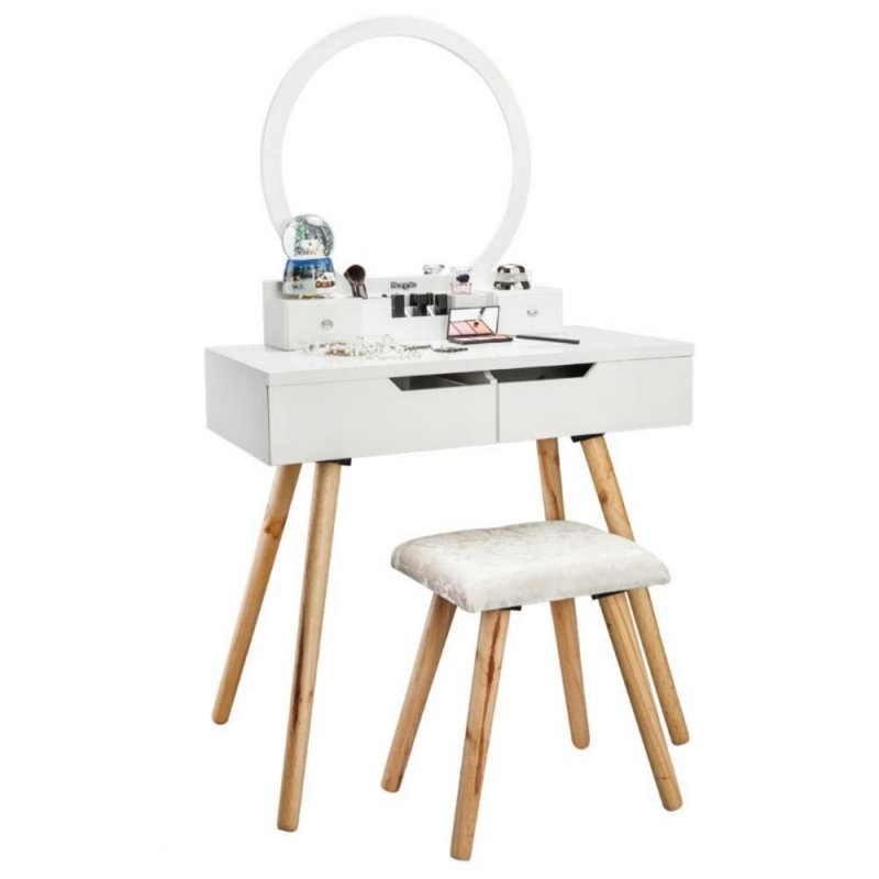 Ensemble de coiffeuse avec tabouret et miroir