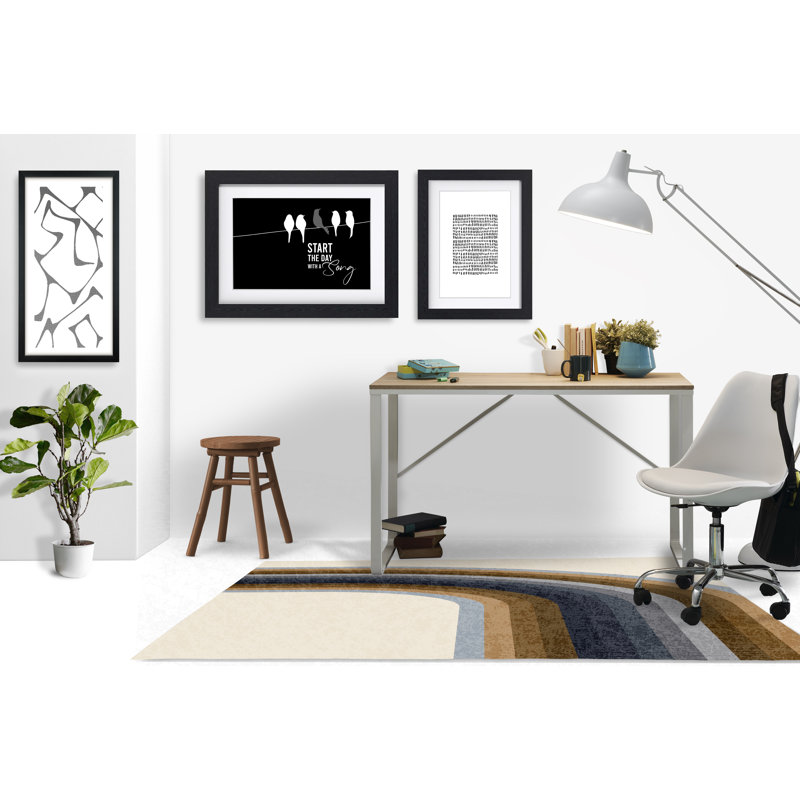 Tapis de chaise rectangulaire Serrai, Gris / brun / beige, H 48 po x l 72 po