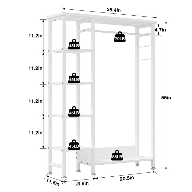 Portant ouvert pour vêtements, Blanc / Blanc