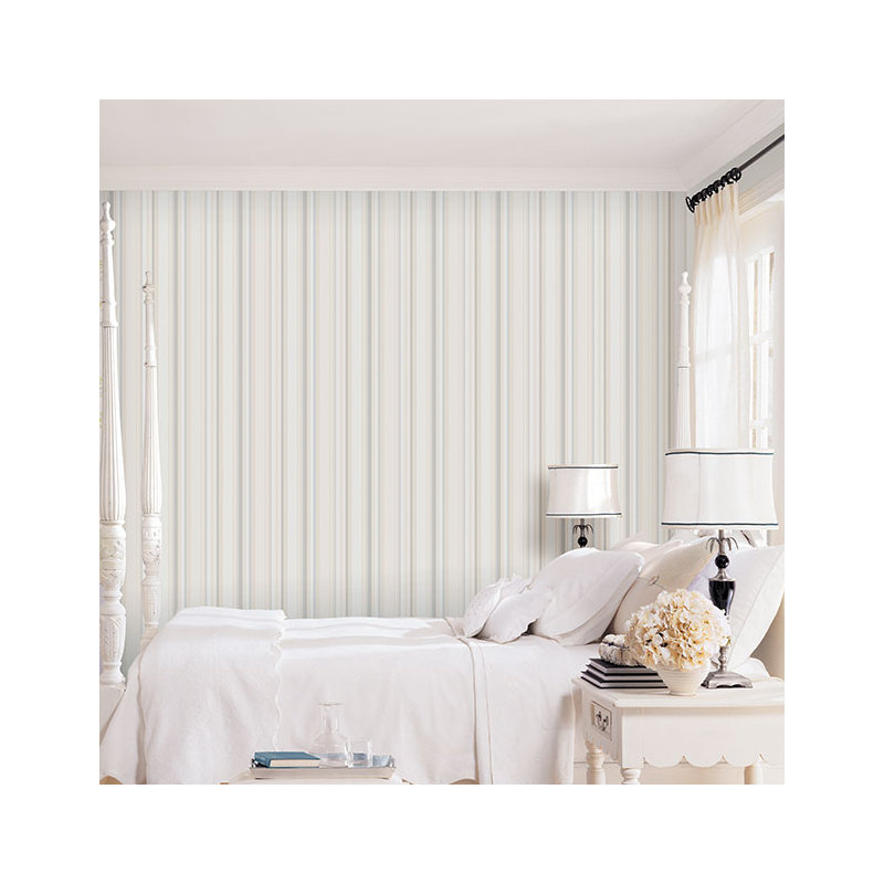 Vintage Damask 10m L x 53cm W Stripe Roll Wallpaper, Cream