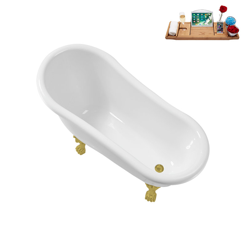 53.1'' x 25.6'' Freestanding Soaking Acrylic Bathtub, Brushed Gold, Brushed Gold