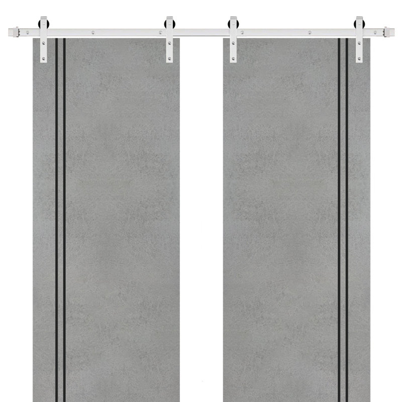 Porte de grange en bois massif massif, Béton, 36 po x 80 po