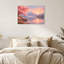 «Pink Blossom Tree and Mountain Lake At Sunset», art mural sur toile-1164469501