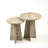 Travertine-Style Round Nesting Side Tables Modern Coffee Tables Set of 2
