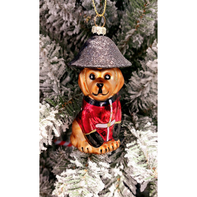Christmas Glass Ornament - Dog in Guard Outfit by Wizardi F07M3-40 HB-SY25230