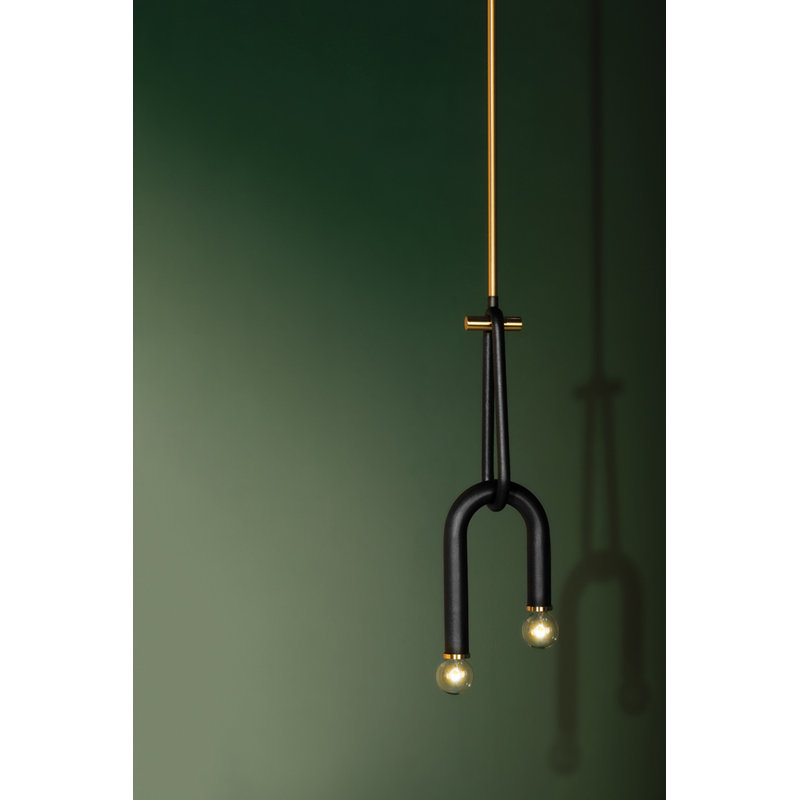 Luminaire suspendu unique à 2 lumières Rhea, Laiton vieilli