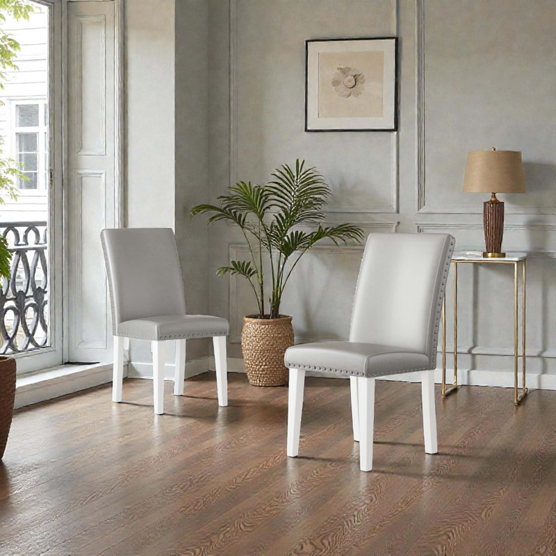 Chaise de salle à manger rembourrée (ensemble-2), Gris
