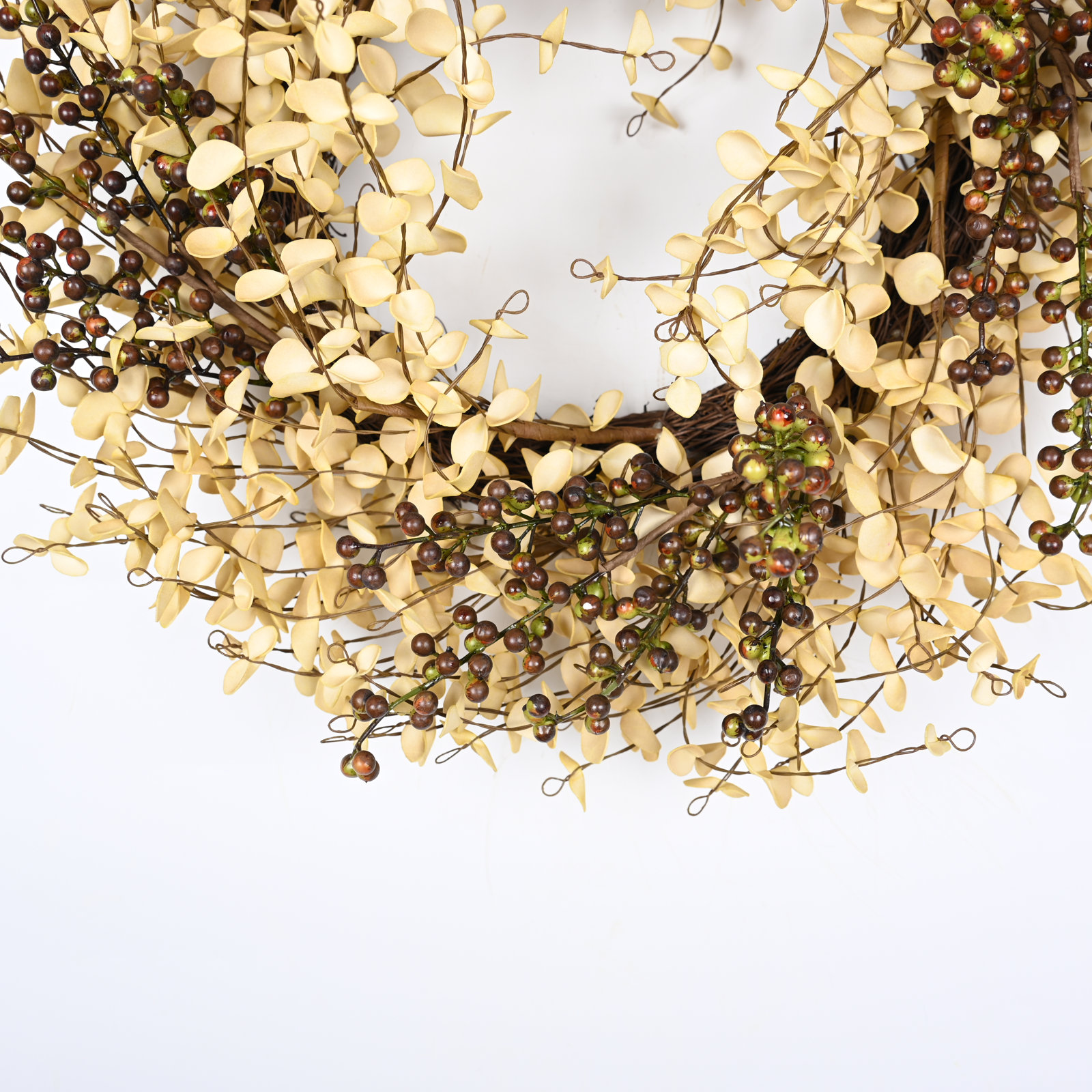 Artificial Farmhouse Fall Harvest Twig Blossoms Cluster Greenery Mini Eucalyptus Berry Thanksgiving Day Decor Front Door Wreath