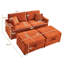 Fauteuil relax confortable en velours côtelé moelleux avec deux poufs, tablette, mousse orange et ressorts, espace de rangement, multifonctionnel surdimensionné, tissu de qualité pour chaise longue douce, accoudoirs multifonctions et