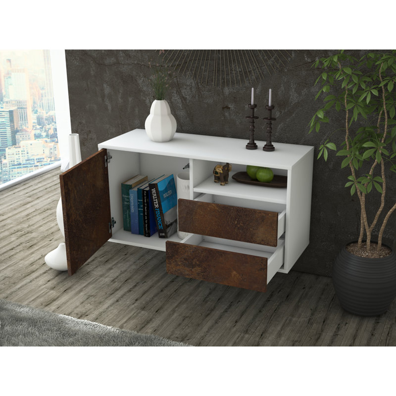 Garibaldi Unfinished Floating TV Stand, Dark Oak / Matte Grey