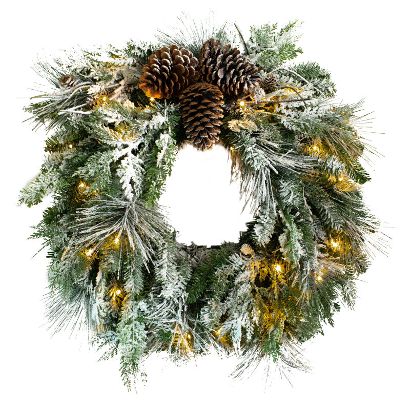 Couronne de neige pré-éclairée 24 pouces