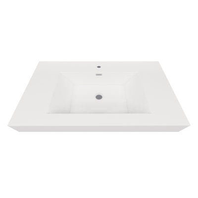 MEBO 36'' White Reinforced Acrylic Rectangular Bathroom Sink with Overflow